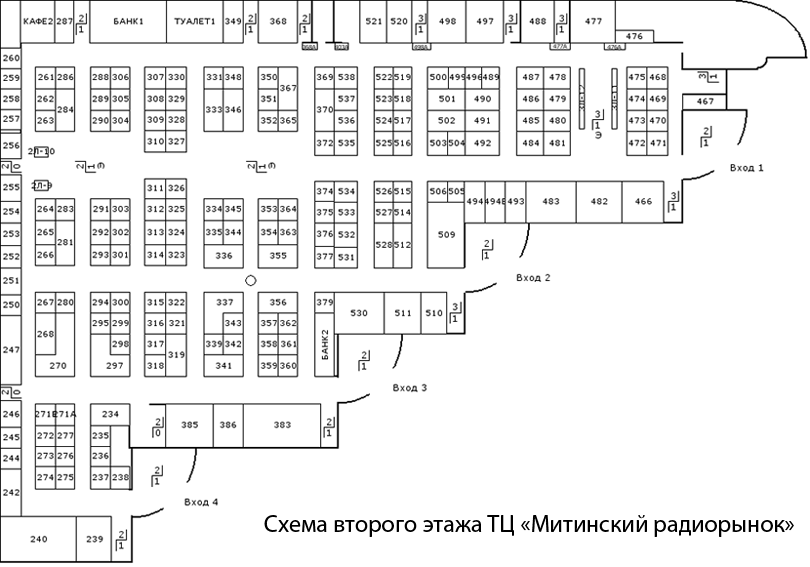 Схема второго этажа ТЦ “Митинский радиорынок» 2