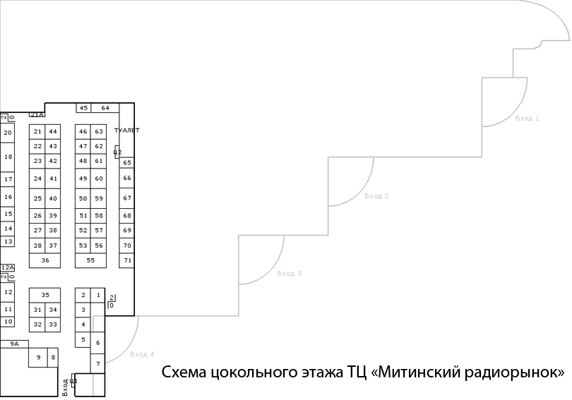 Схема цокольного этажа ТЦ “Митинский радиорынок» Цоколь