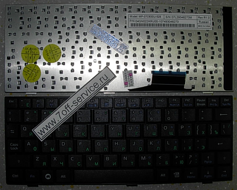 Изображение клавиатуры для ноутбука Asus Eee PC 700, 701, 900, 901 чёрная