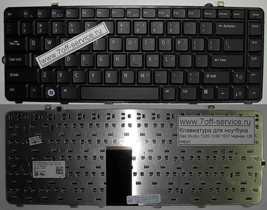 Изображение клавиатуры для ноутбука Dell Studio 1535 1536 1537 Черная английские буквы