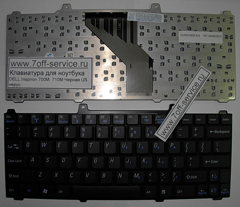 Изображение клавиатуры для ноутбуков DELL Inspiron 700M, 710M Черная US английские буквы