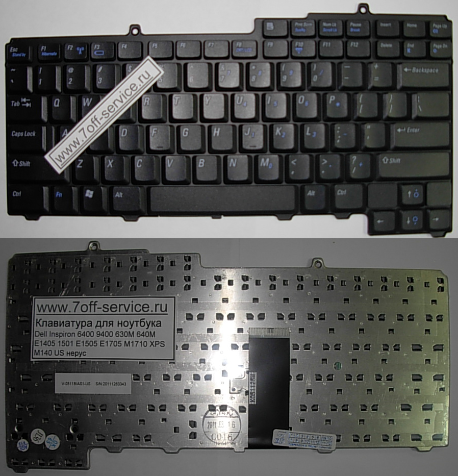 Изображение клавиатуры для ноутбука Dell Inspiron 6400 9400 630M 640M E1405 1501 E1505 E1705 M1710 XPS M140