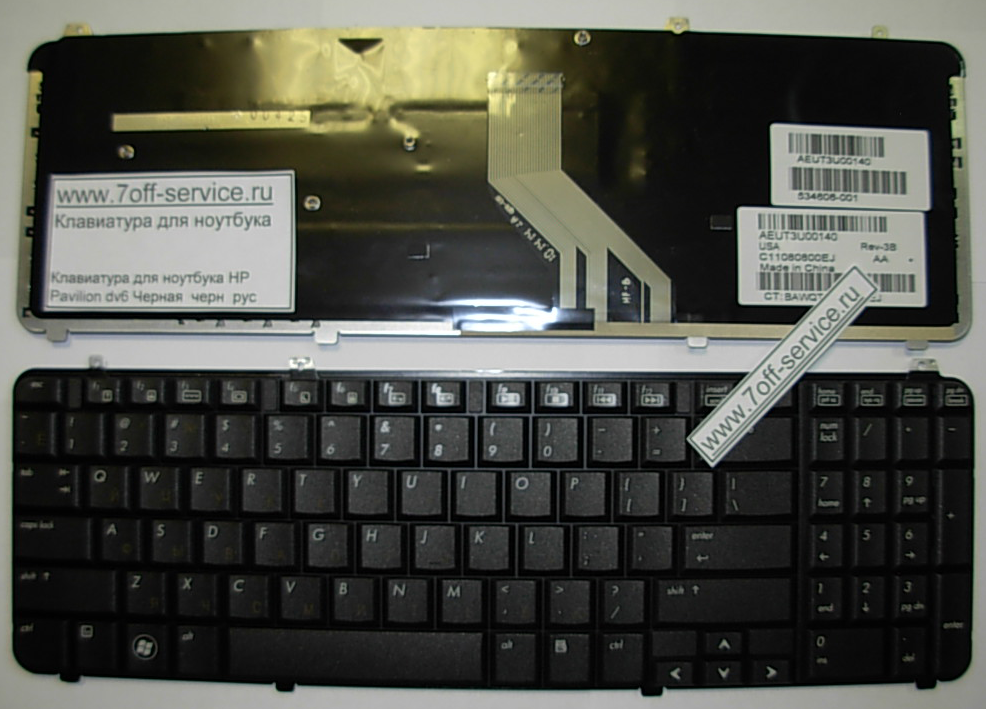 Изображение клавиатуры для ноутбука HP Pavilion dv6-2000
