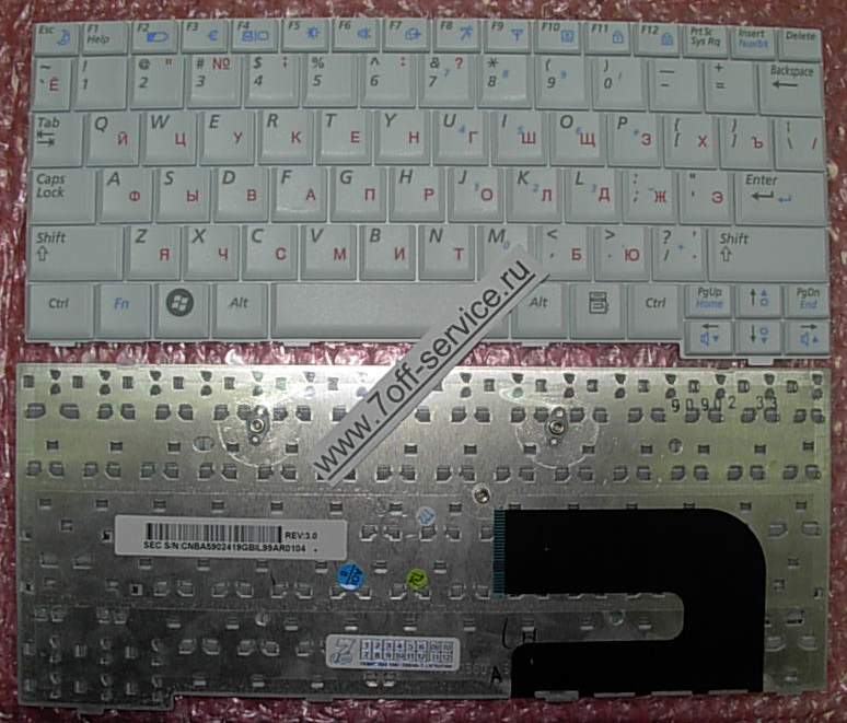 изображение клавиатуры для ноутбука Samsung N130, NC10, ND10, N110 белой