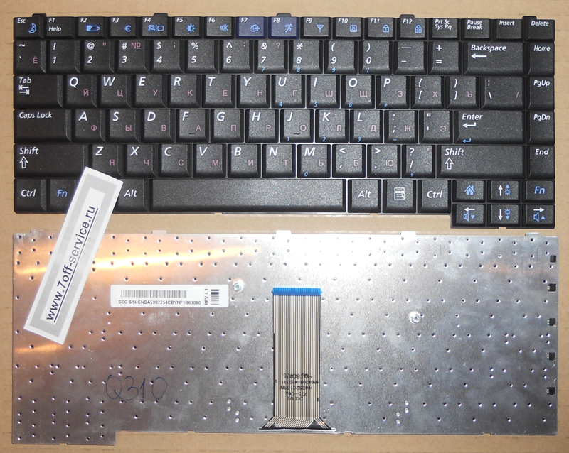Изображение клавиатуры для ноутбука Samsung Q310 чёрная