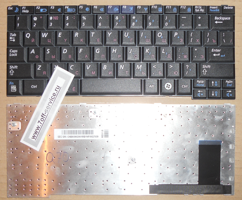Изображение клавиатуры для ноутбука Samsung Q70 чёрная